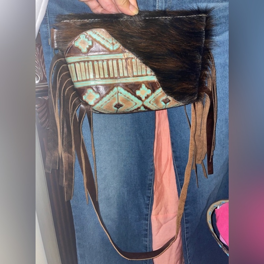 New small cowhide/leather Crossbody Bag with Fringe